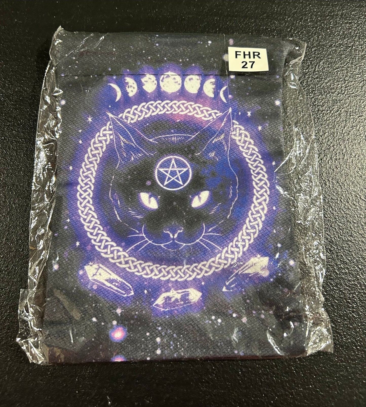 (#1214) - Canvas Bag - Cat with Pentagram and Moons - New