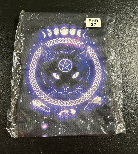 (#1214) - Canvas Bag - Cat with Pentagram and Moons - New