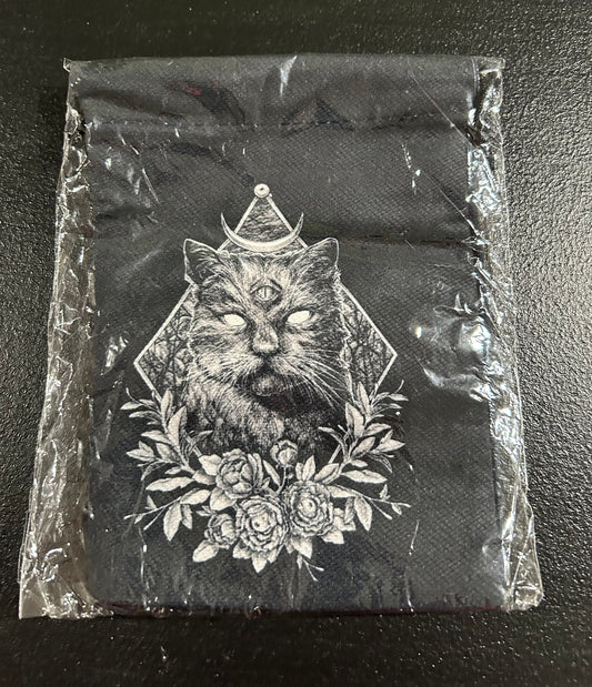 (#1214) - Canvas Bag - Cat with Roses - New