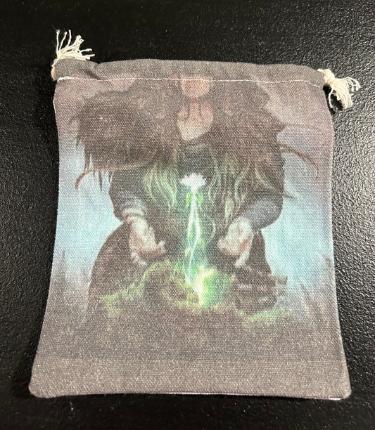 (#1214) - Canvas Bag - Witch Green Flame - New