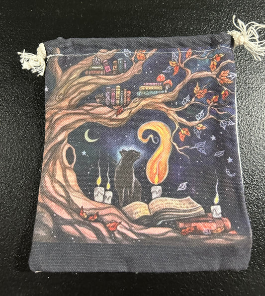 (#1214) - Canvas Bag - Cat with Flame - New