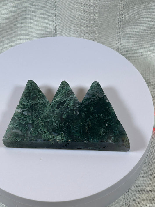(#55) - GREEN MOSS AGATE MOUNTAIN HILLS CARVING - NEW