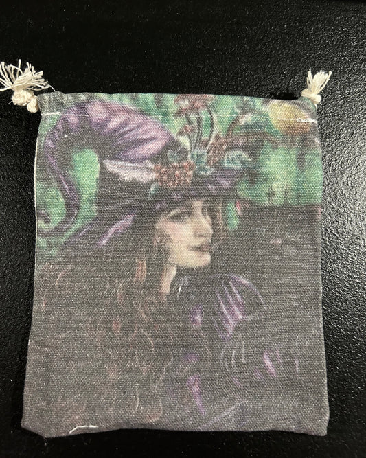 (#1214) - Canvas Bag - Witch Purple Hat - New