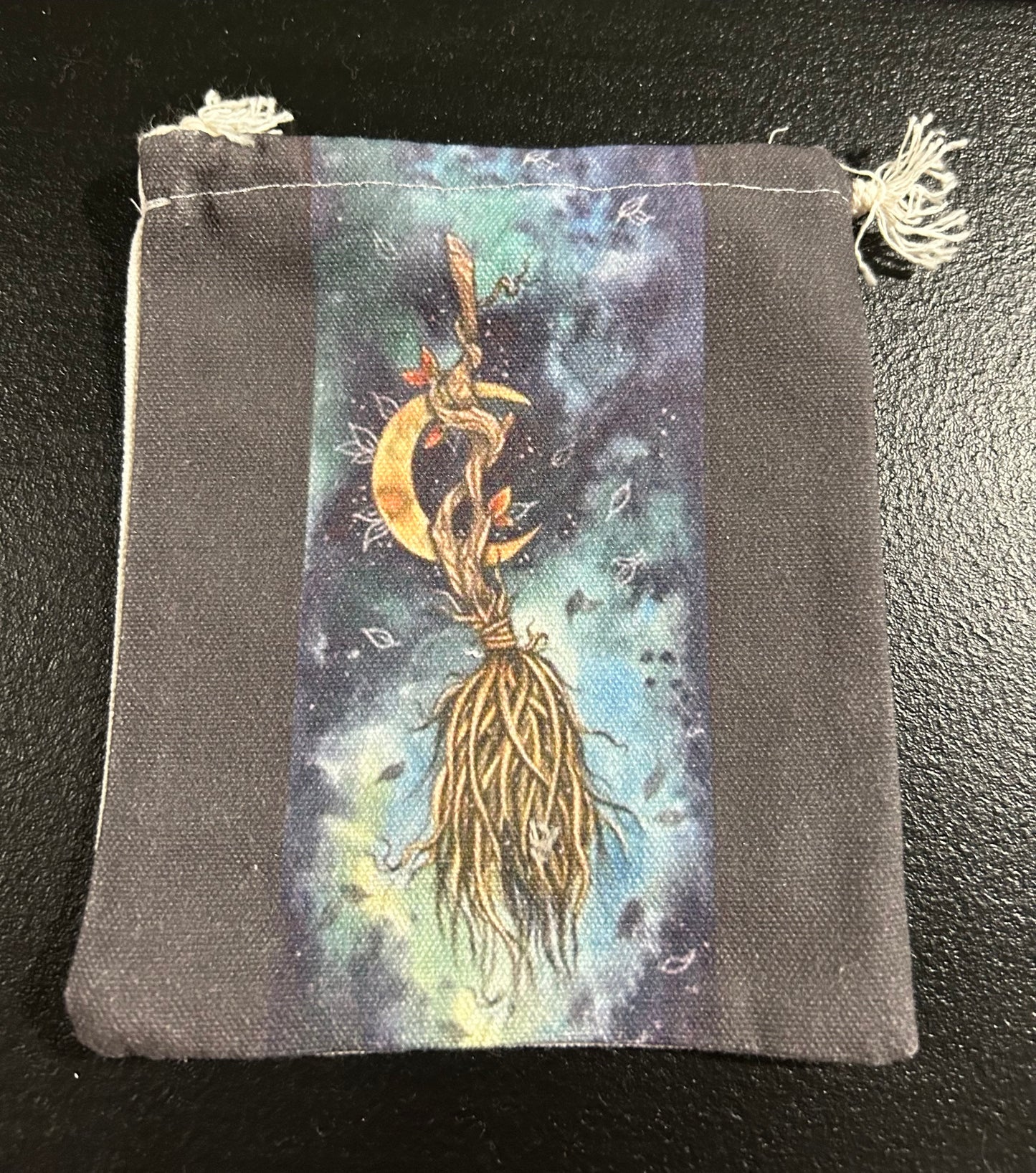 (#1214) - Canvas Bag - Moon with Broom - New