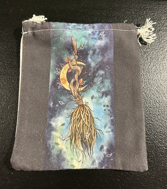 (#1214) - Canvas Bag - Moon with Broom - New