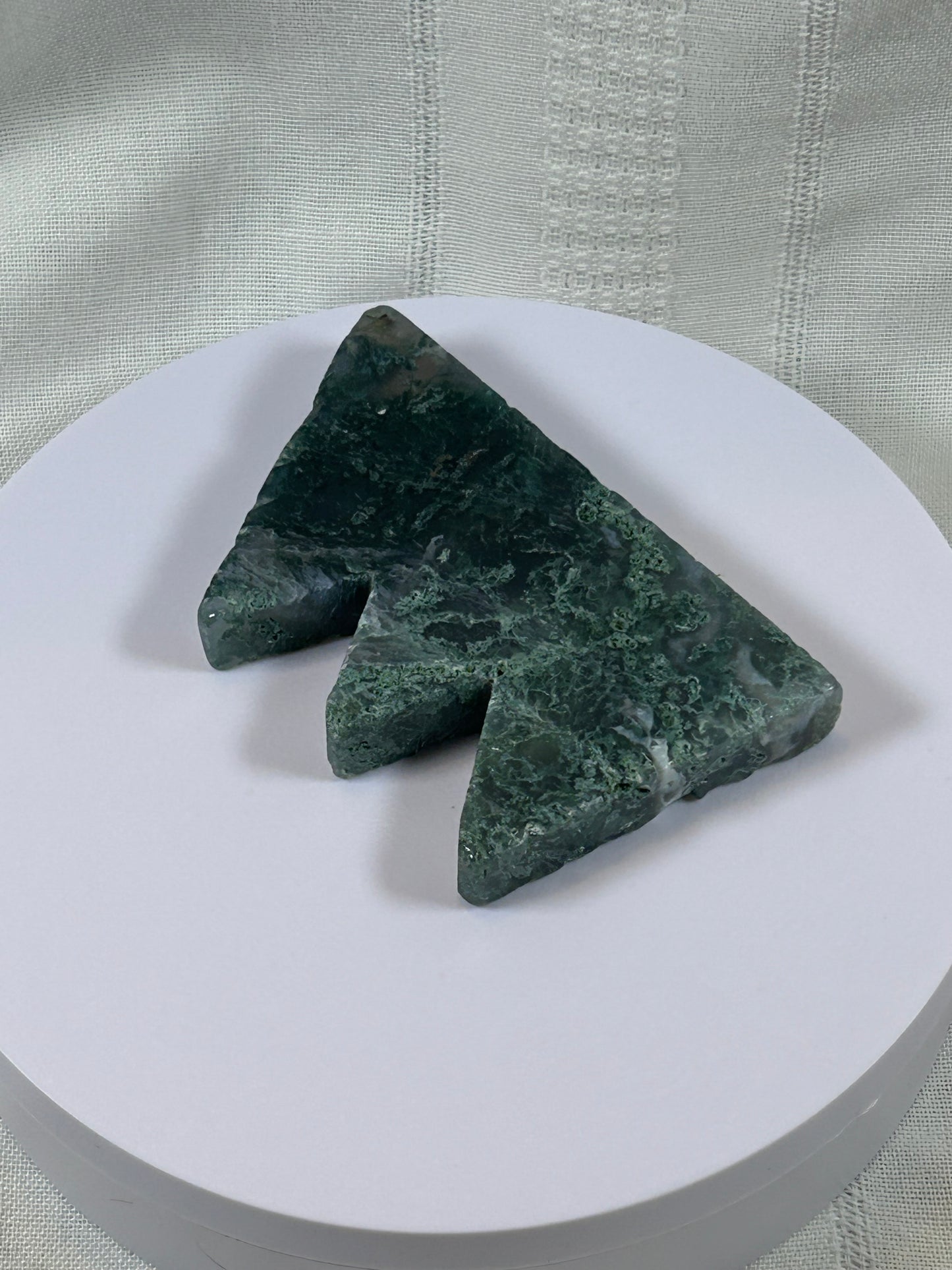 (#55) - GREEN MOSS AGATE MOUNTAIN HILLS CARVING - NEW