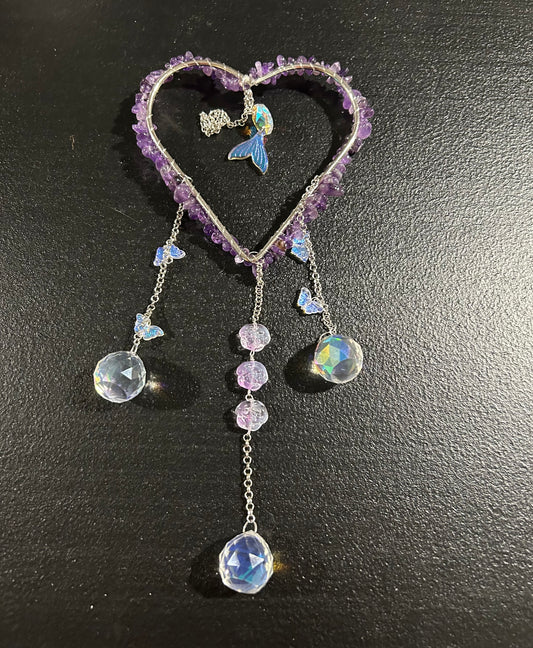 (#1220) - Amethyst Heart Sun Catcher - New