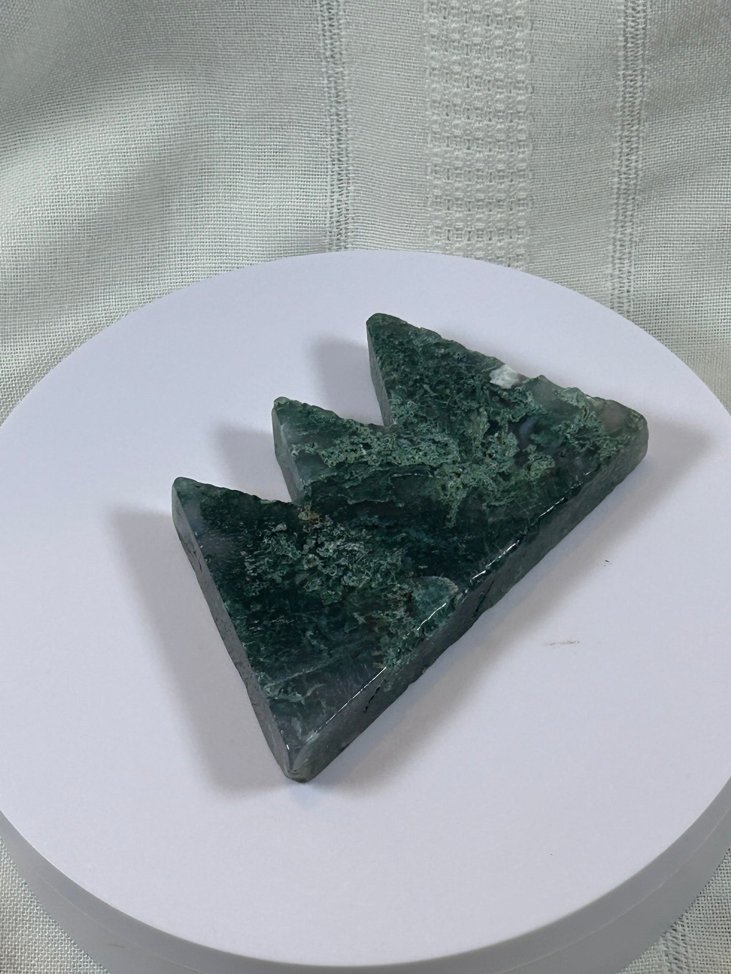 (#55) - GREEN MOSS AGATE MOUNTAIN HILLS CARVING - NEW