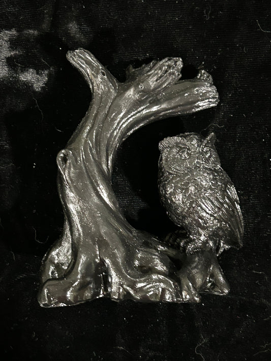 (#1275) - Sphere Holder Owl With Tree - Black - New
