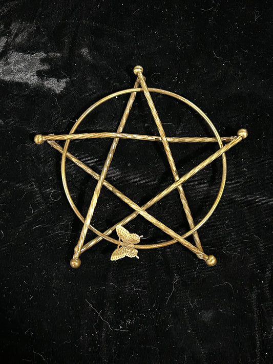 (#1278) - Pentagram Metal Sphere Holder - New