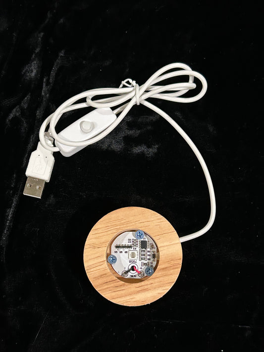 (#1296) - Sphere Holder - Wood - Color Changing Small Round - New
