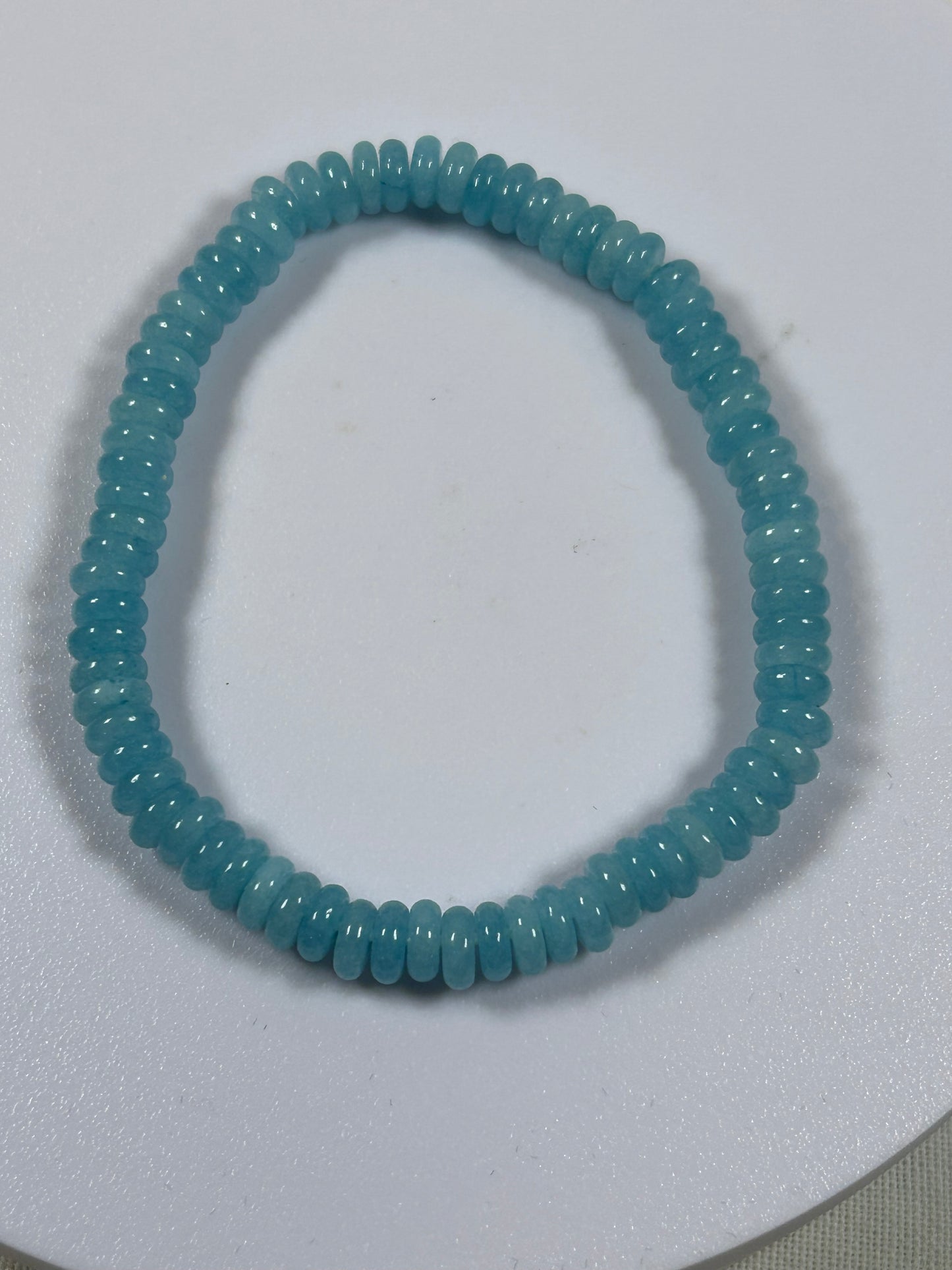 (#1307) - Angelite Rondelle Stretch Bracelet - New