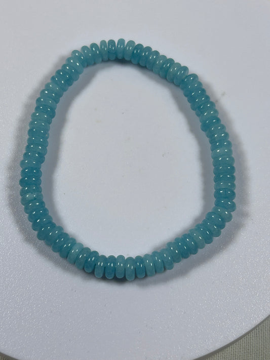 (#1307) - Angelite Rondelle Stretch Bracelet - New