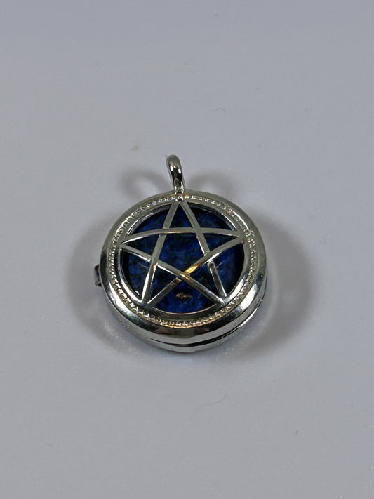 (#70) - TREE OF LIFE PENTACLE STONE LOCKET LAPIS LAZULI - NEW