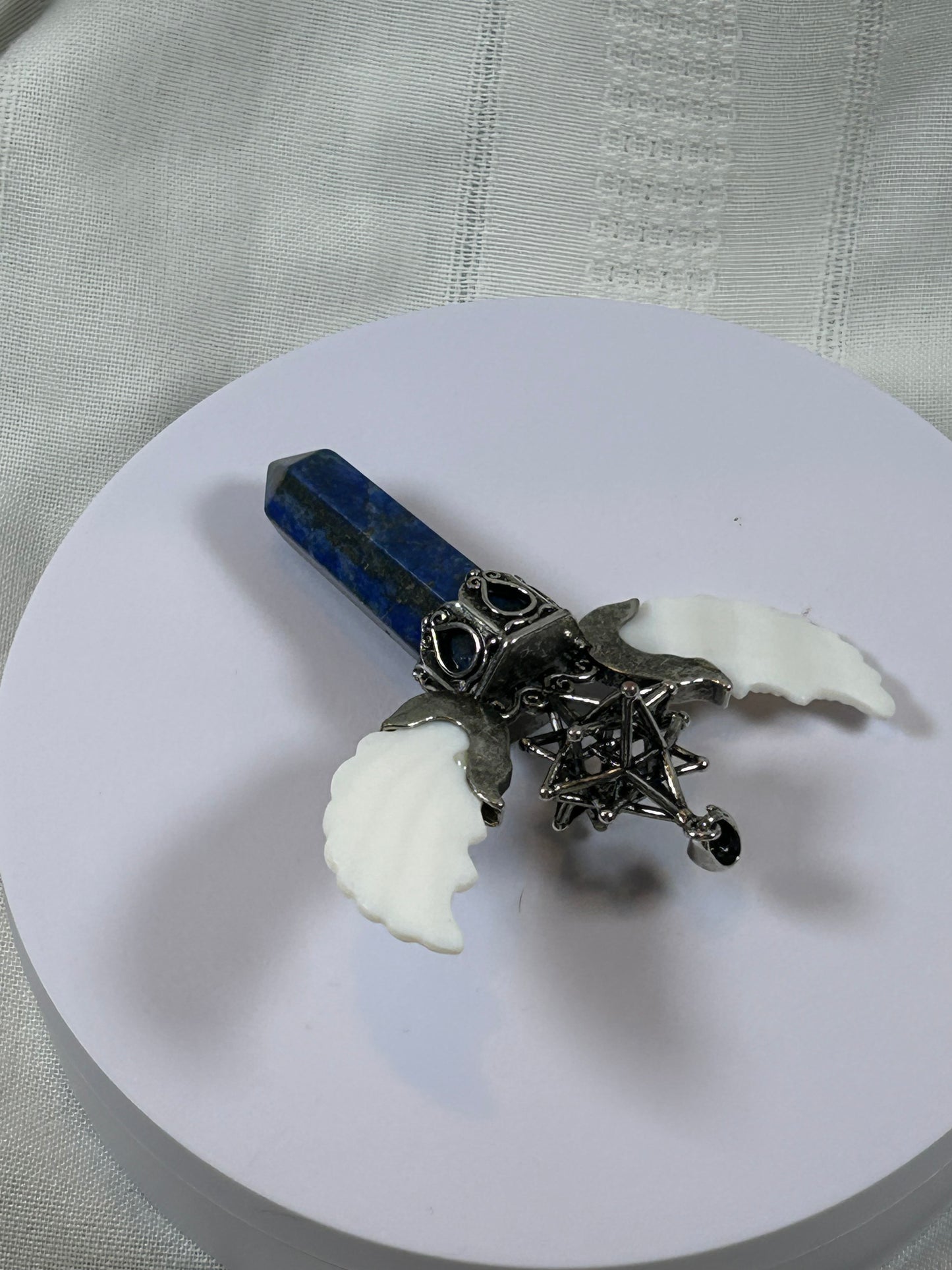 (#73) - LAPIZ LAZULI MERKABA POINT PENDANT WITH WINGS - NEW