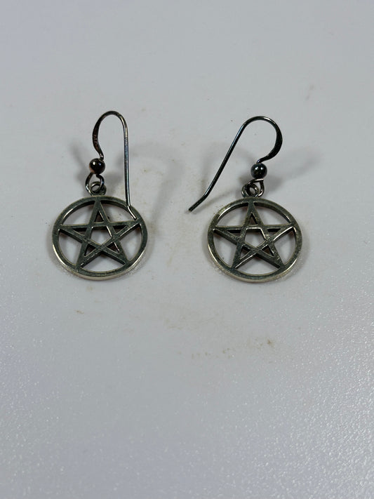 (#1340) - Pentacle Sterling Silver Earrings - New