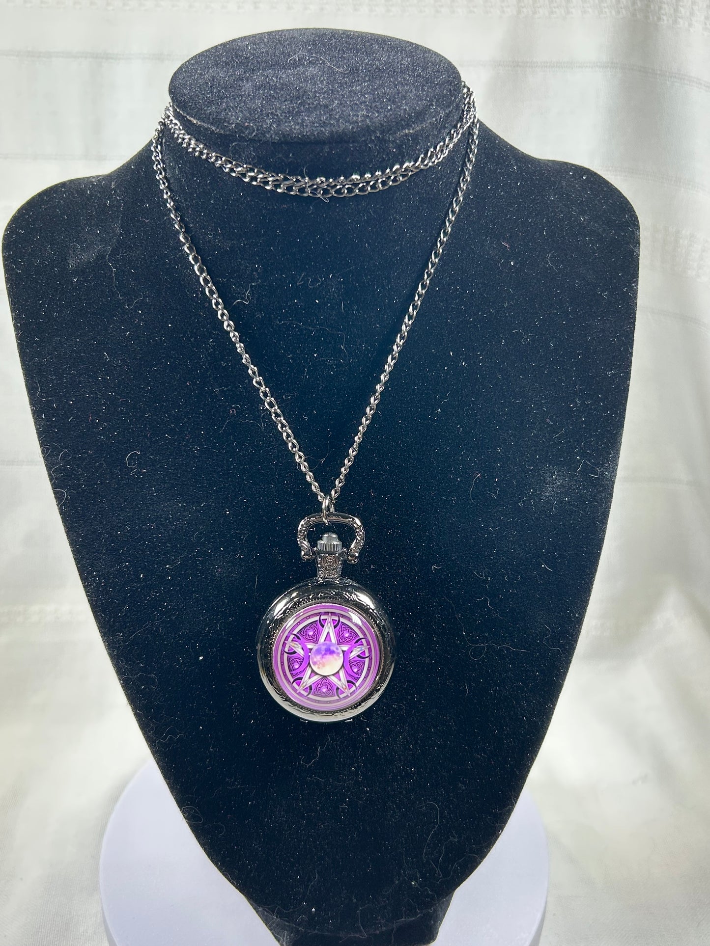 (#1345) - Pentacle Watch Necklace - New