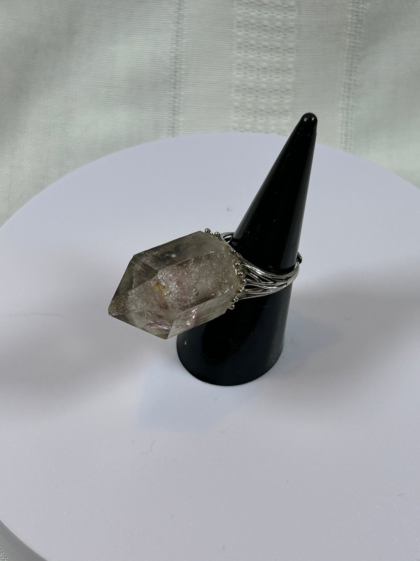 (#76) - SMOKY GARDEN QUARTZ RAW ADJUSTABLE RING - 1-1/4"- NEW