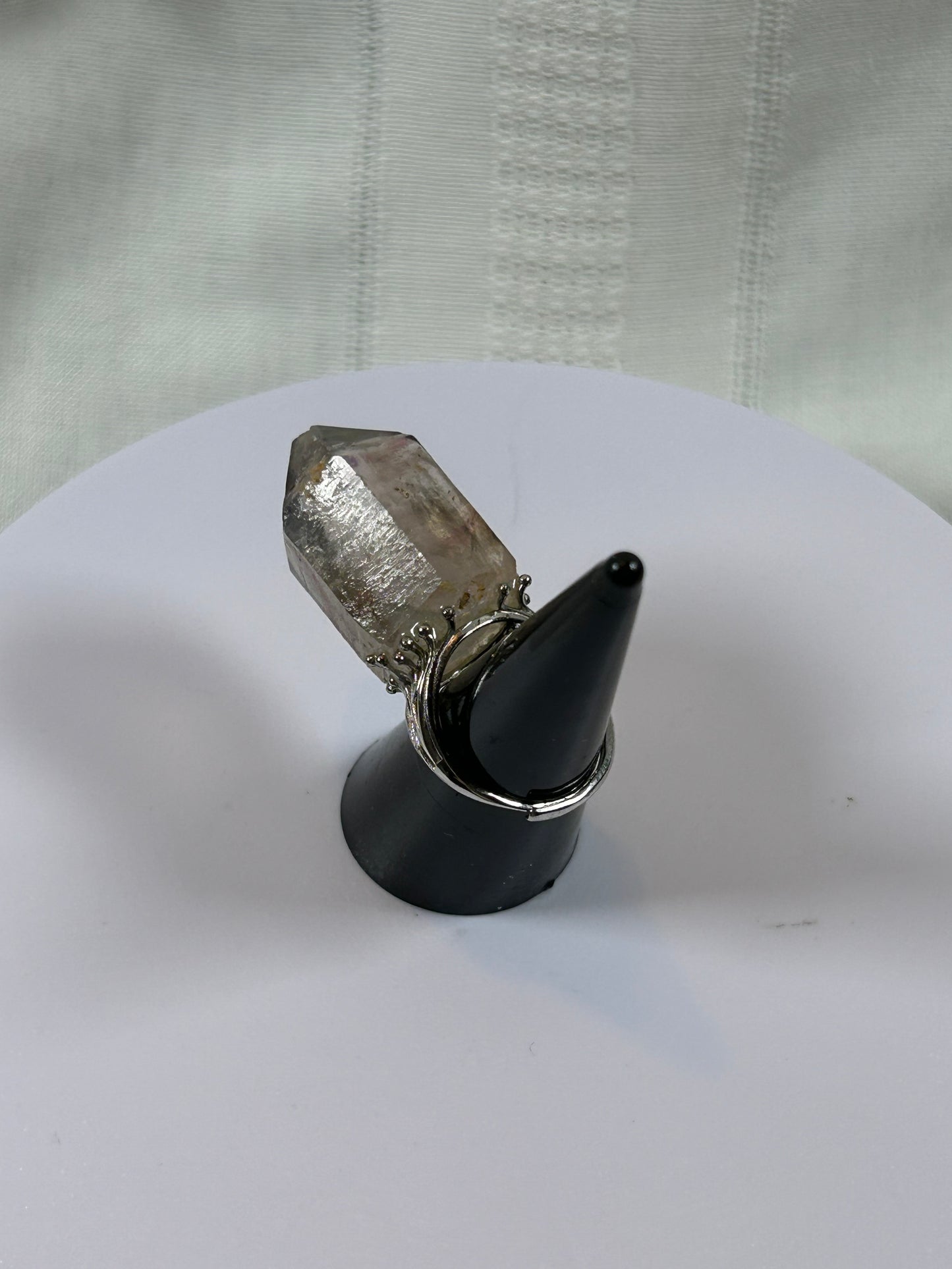(#76) - SMOKY GARDEN QUARTZ RAW ADJUSTABLE RING - 1-1/4"- NEW