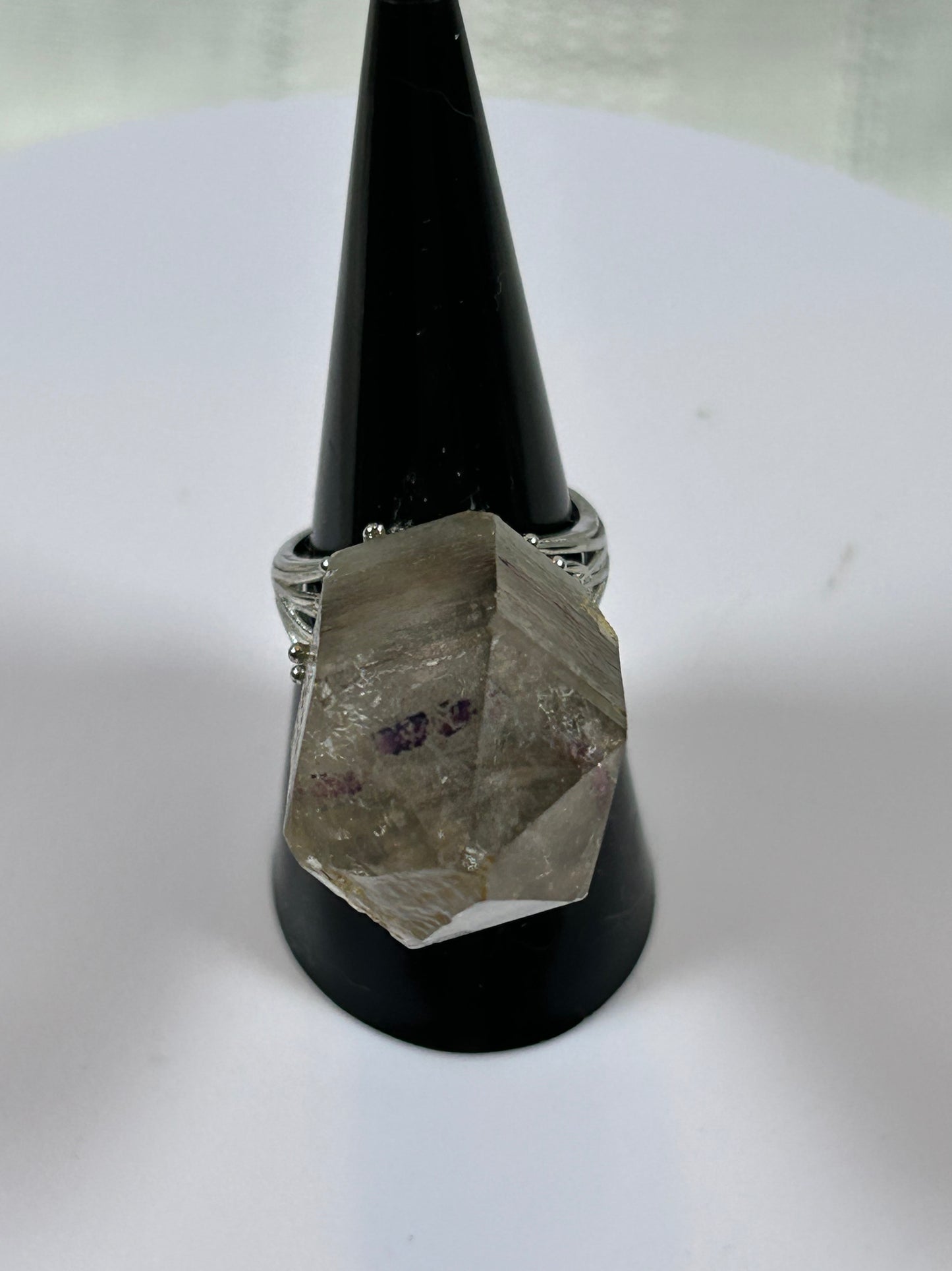 (#76) - SMOKY GARDEN QUARTZ RAW ADJUSTABLE RING - 1-1/4"- NEW
