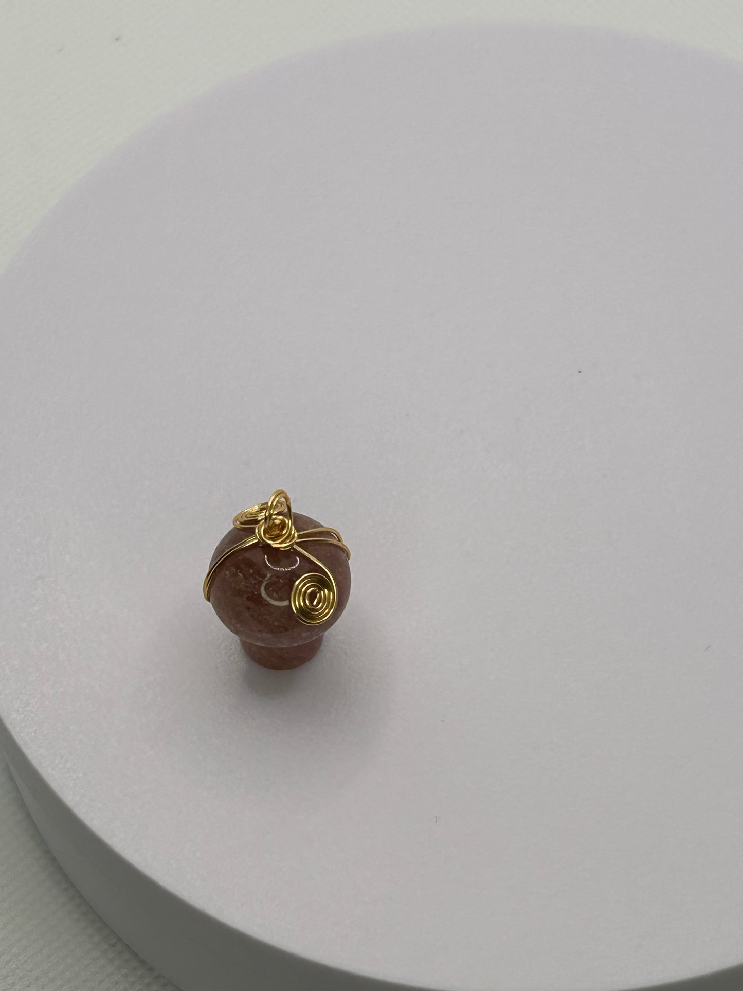 (#45) - STRAWBERRY QUARTZ MUSHROOM WRAPPED PENDANT - NEW
