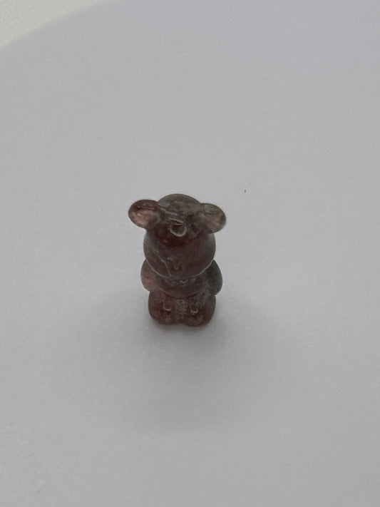 (#44) - STRAWBERRY QUARTZ BEAR CARVING - NEW
