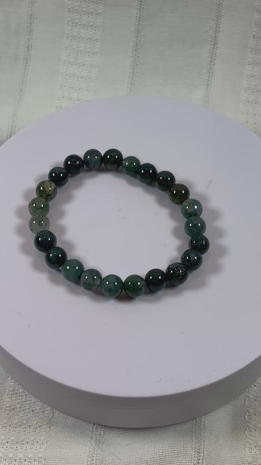 (#196) - MOSS AGATE CRYSTAL BRACELET - NEW